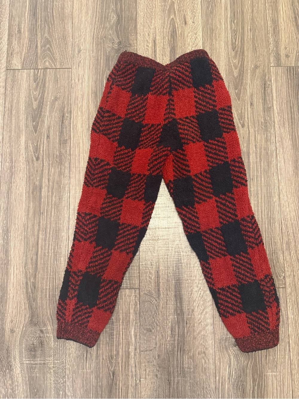 SKIMS Red and Black Buffalo Plaid Kids Pajama Bottoms